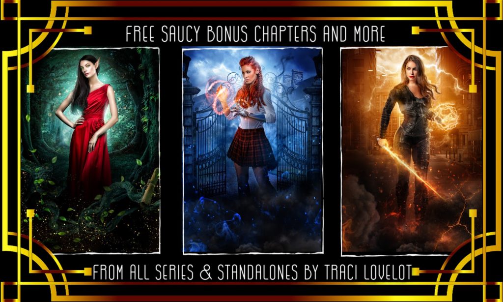 Read saucy bonus chapters and more from ALL Traci Lovelot series and standalones! (Image of 3 book covers)