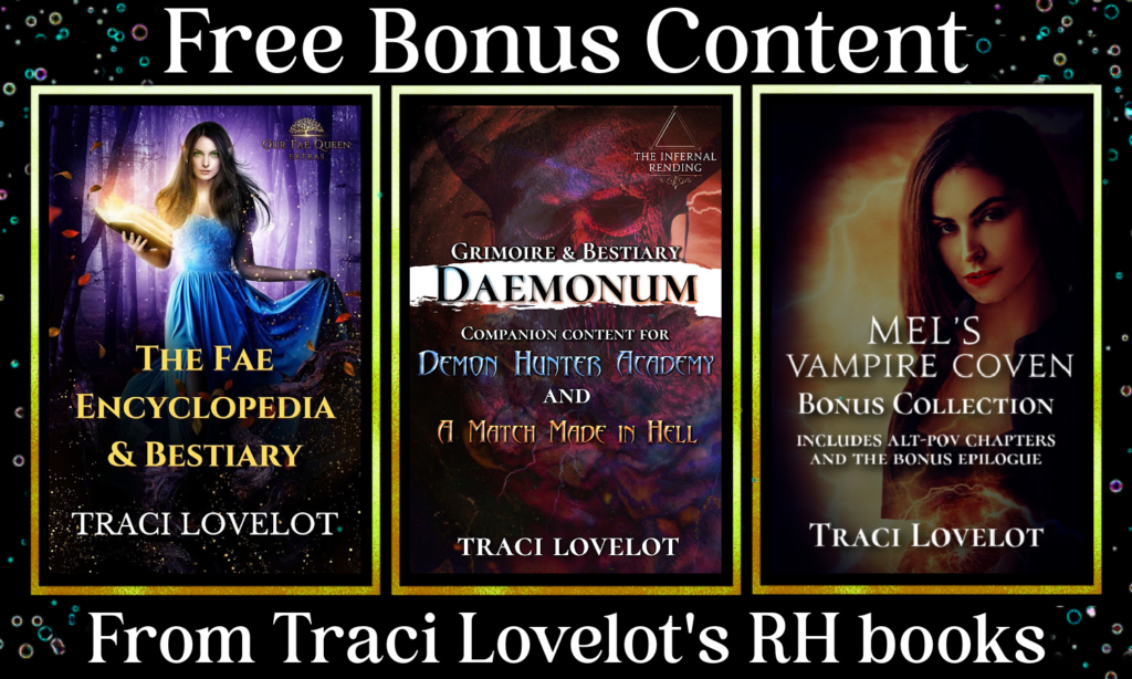 Read saucy bonus chapters and more from ALL Traci Lovelot series and standalones! (Image of 3 book covers)