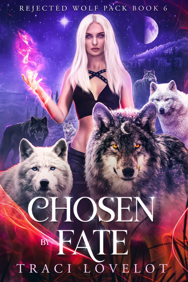 Chosen by Fate shows all six of Freya's mates with Torsten in wolf form displaying his unique blue eyes