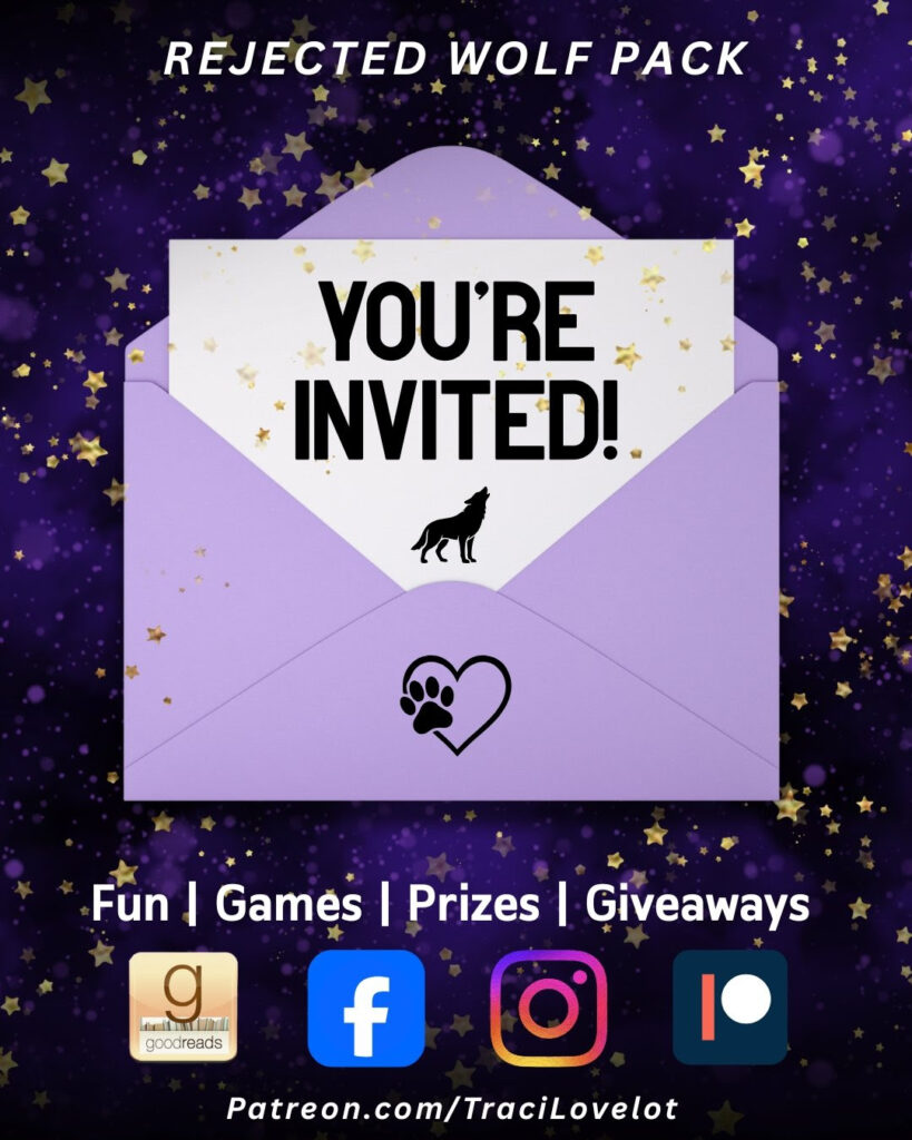 You're invited (open envelope). Fun, games, prizes on Goodreads, Facebook, Instagram, Patreon