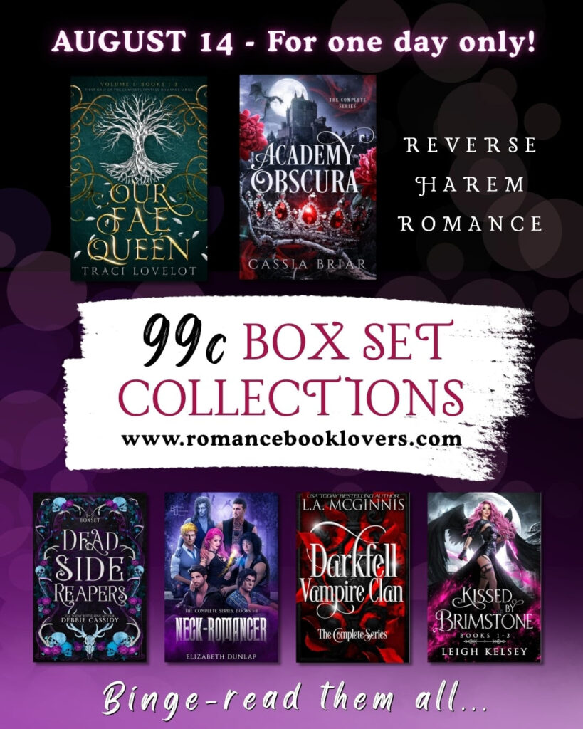 A promo banner for Anthology August, a one-day romance event full of 99-cent box sets and omnibuses